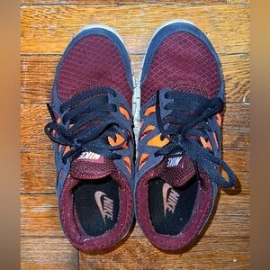 Nike Kids Burgundy and Orange Sneakers